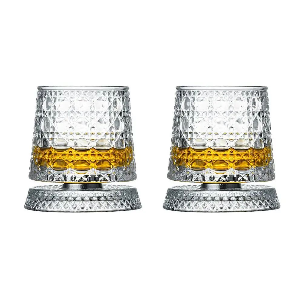 Rotating Base Whiskey Glass Set