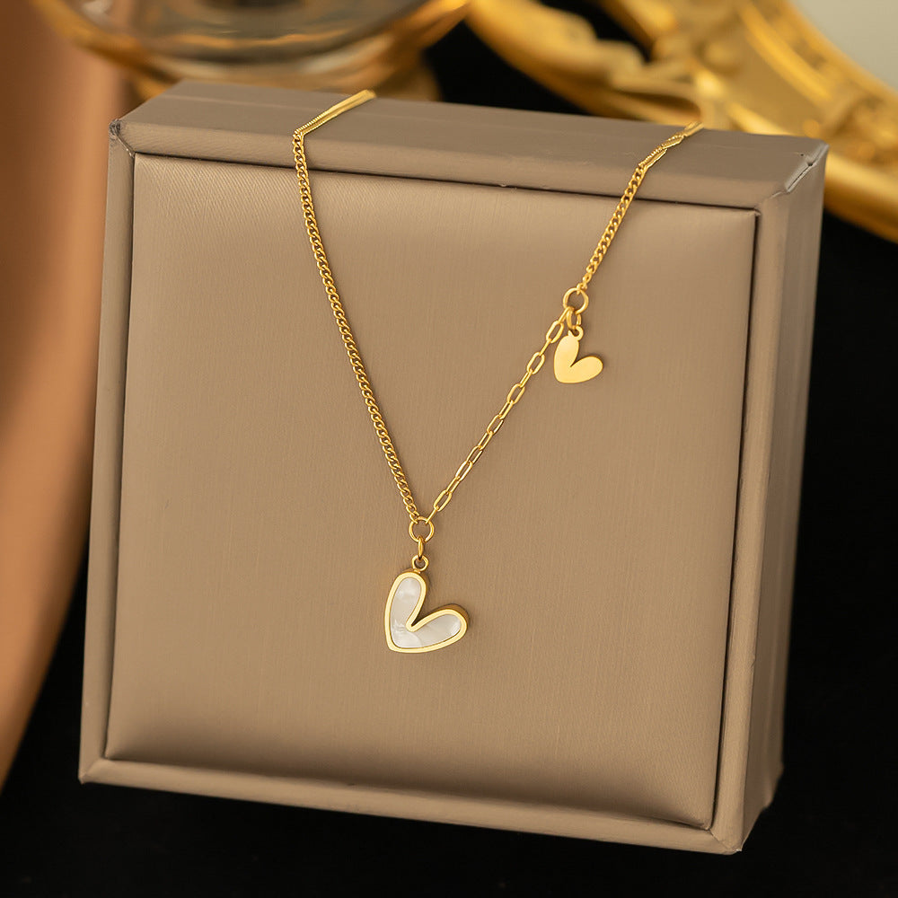 Titanium Steel Heart-Shaped Necklace for Women Fashion Heart Pendant Necklace
