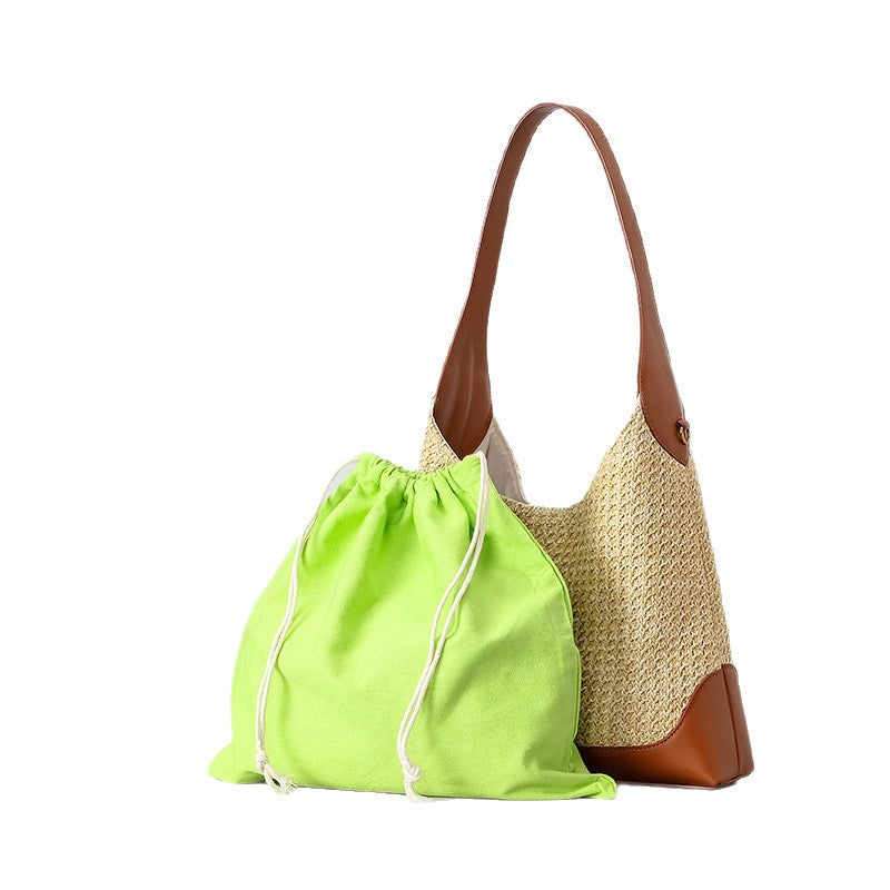 Handmade Woven Straw Bucket Bag