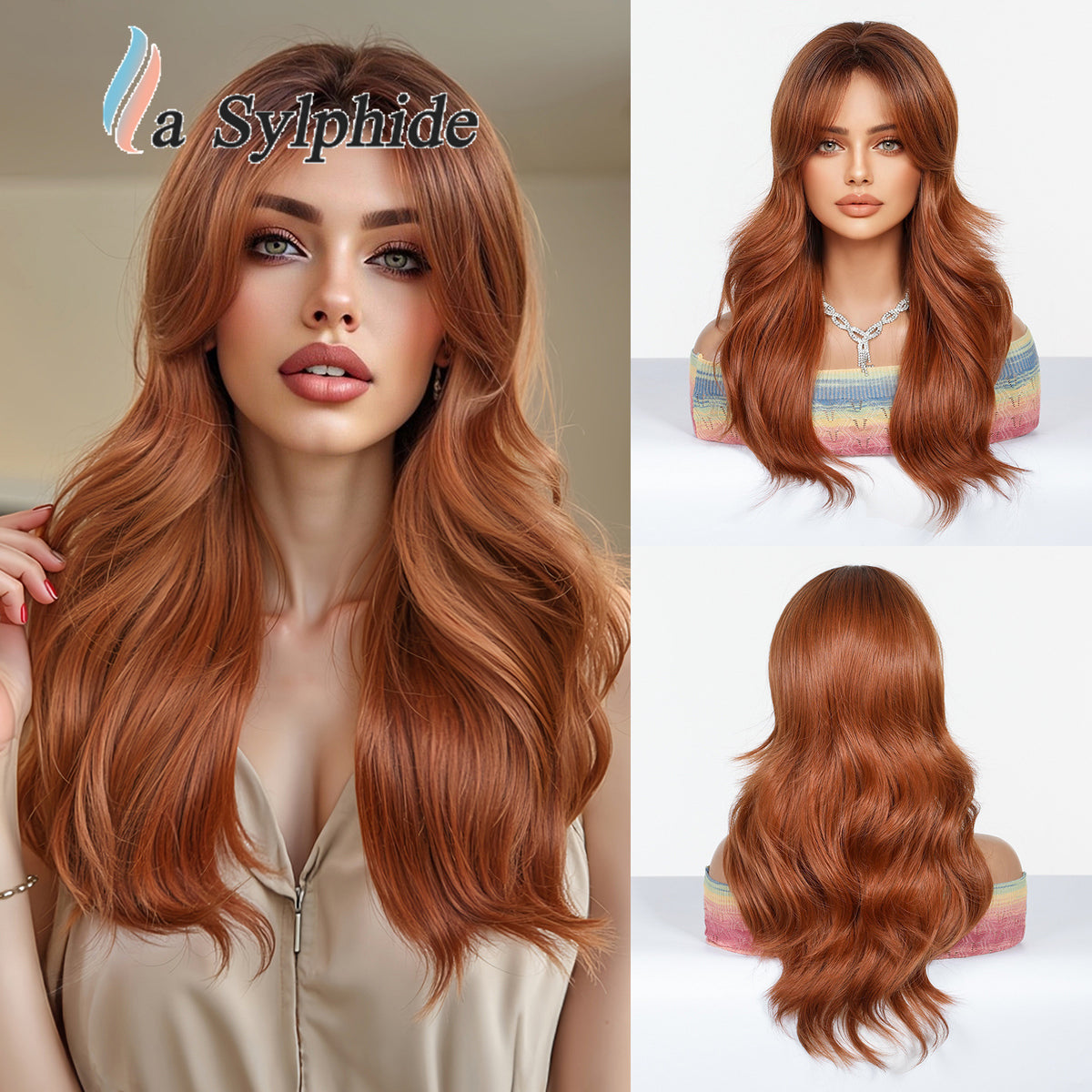 Long Curly Synthetic Hair Wig with Gradient Colors 24inch