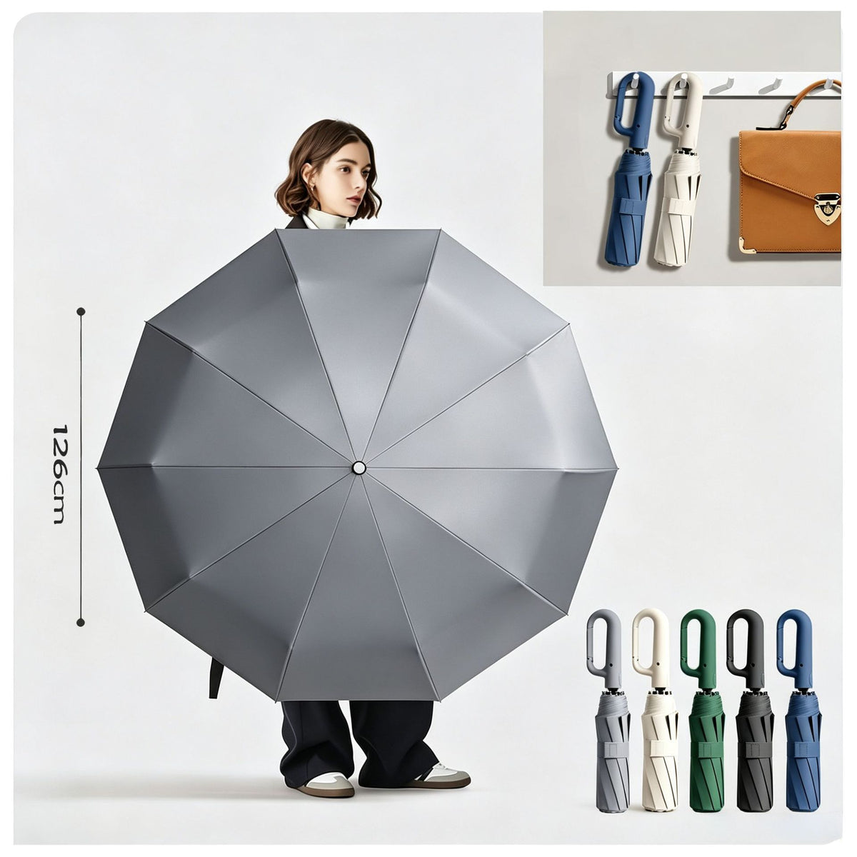 Fully Automatic Umbrella with Ring Handle