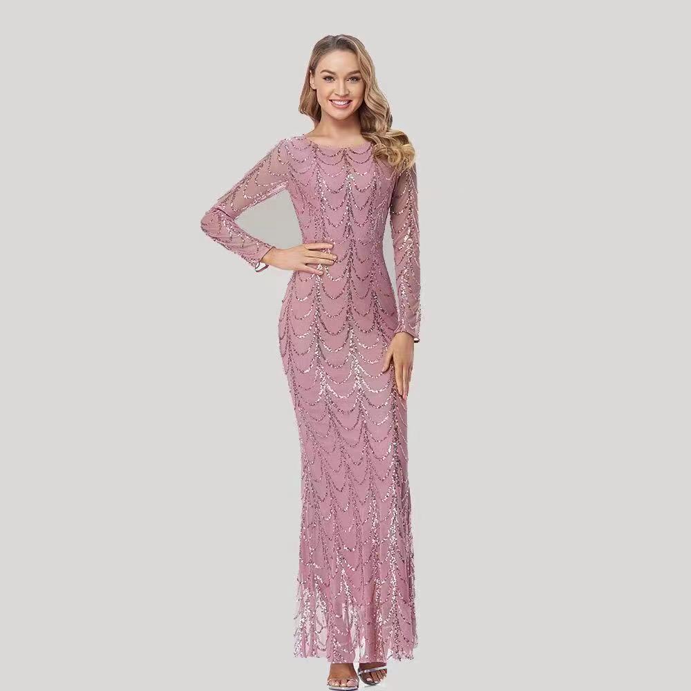 Elegant Sequin Fishtail Evening Dress