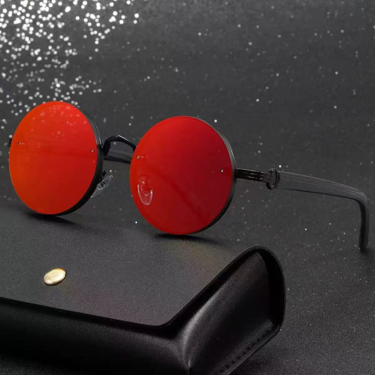 Retro Round Punk-Style Metal Sunglasses