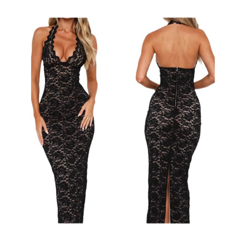 Lace Halter Neck Bodycon Dress