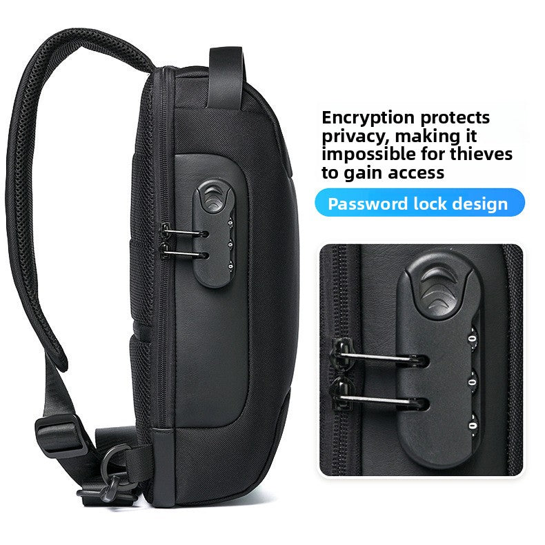 Men's Waterproof Anti-Theft Password Lock Oxford Cloth Chest Crossbody Bag
