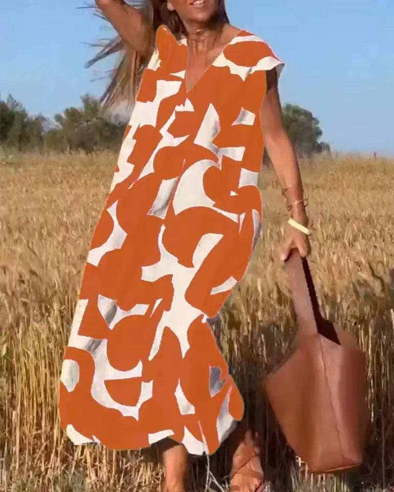 Fashion V-neck long dress for women