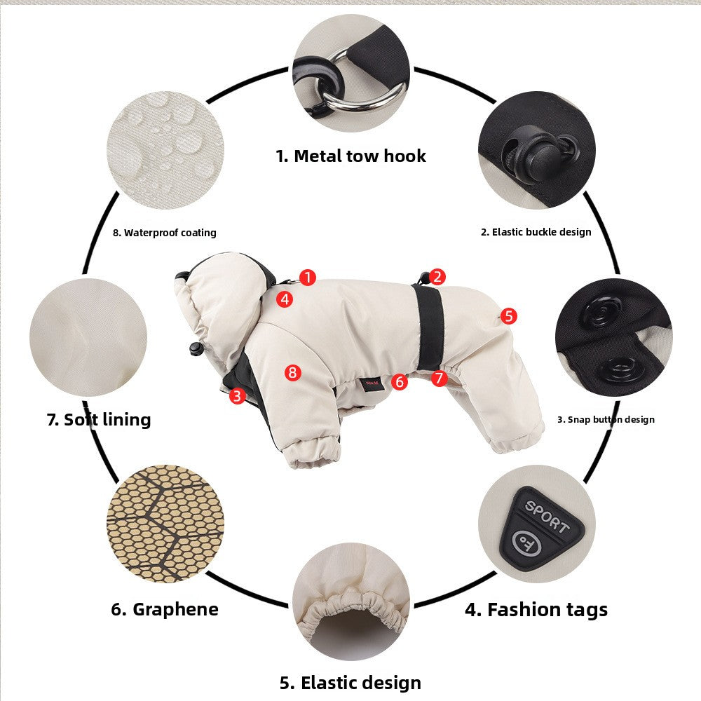 Dog Four-Legged Warm Jacket with Hood