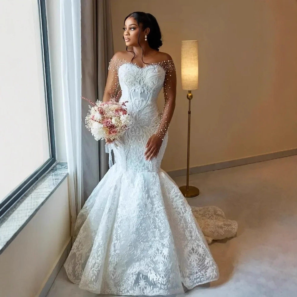 Long Sleeve Lace Mermaid Wedding Dress
