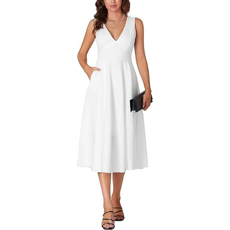 Elegant Women's V-Neck Sleeveless Cocktail Dress