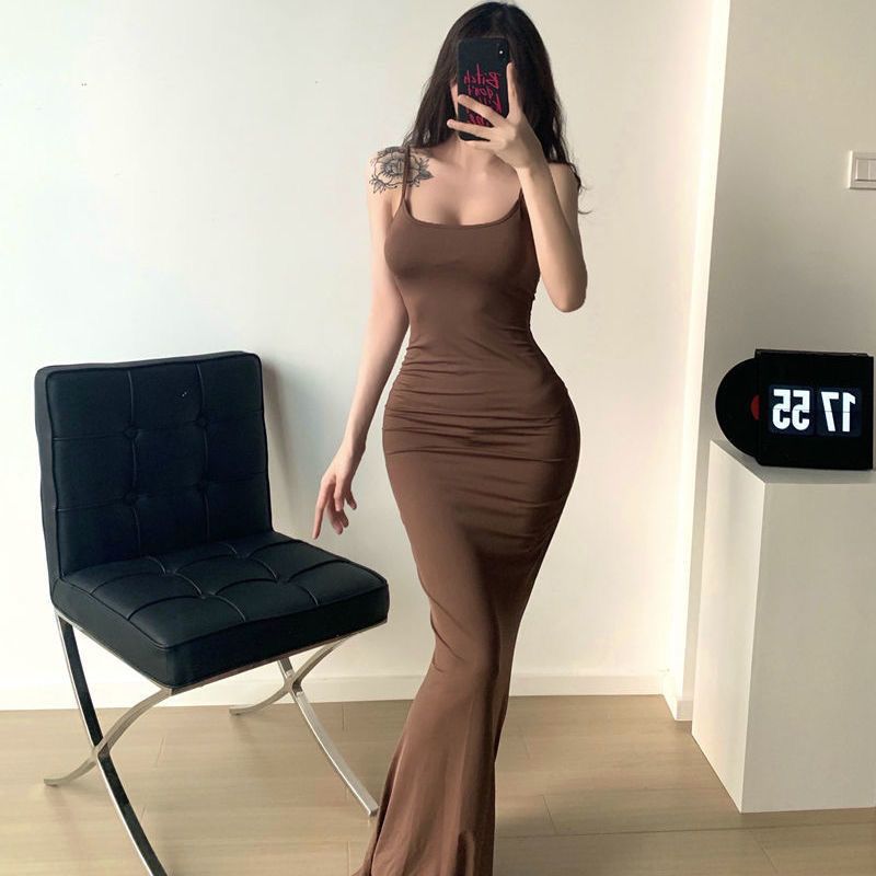 Suspender Fishtail Hem Dress