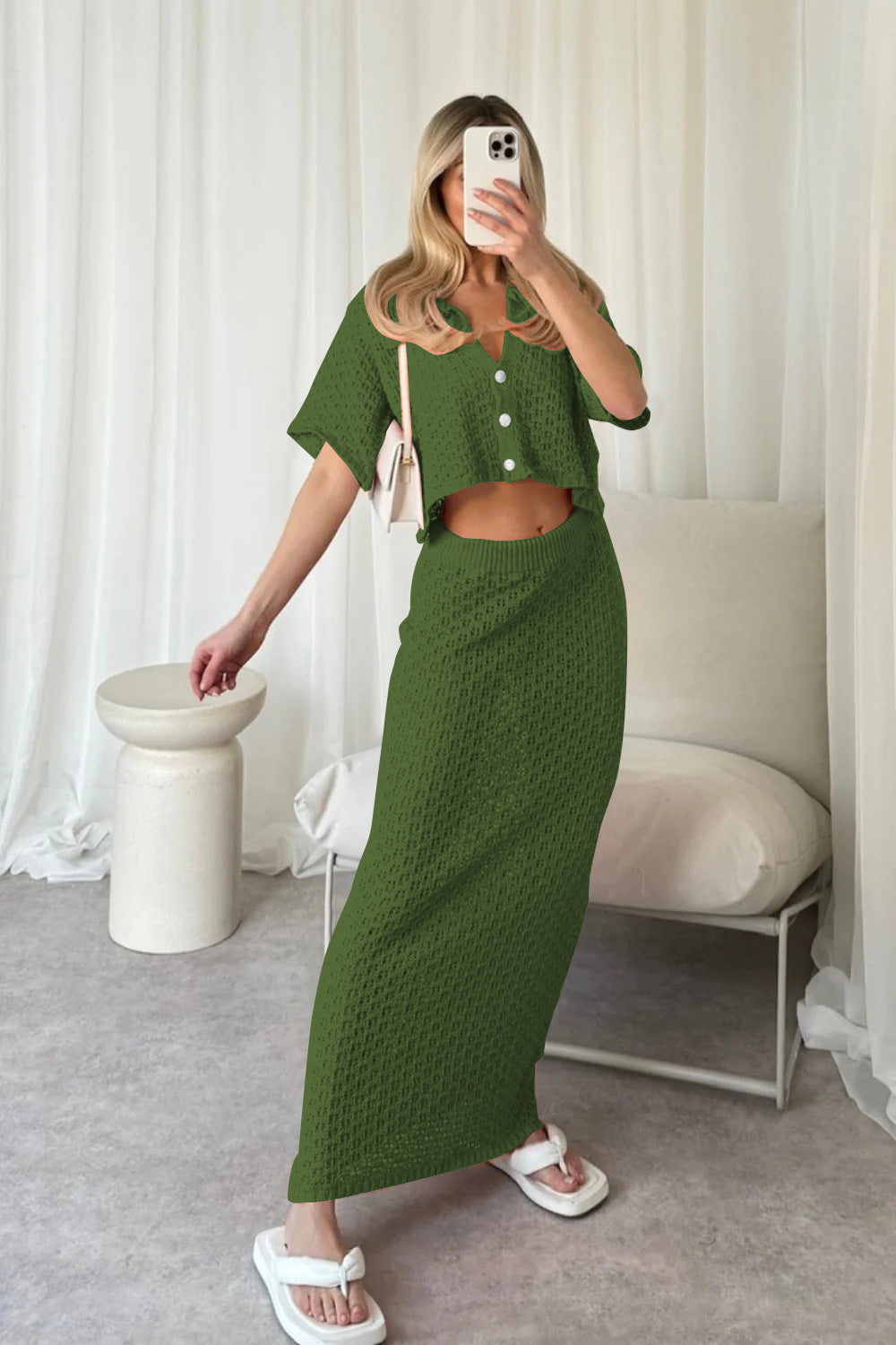 Womens Crochet Knit Bodycon Dress