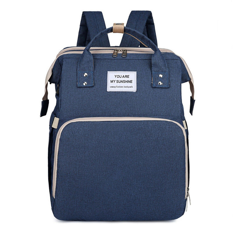 Multifunctional Mommy Backpack with Baby Crib Large Capacity Waterproof Diaper Bag