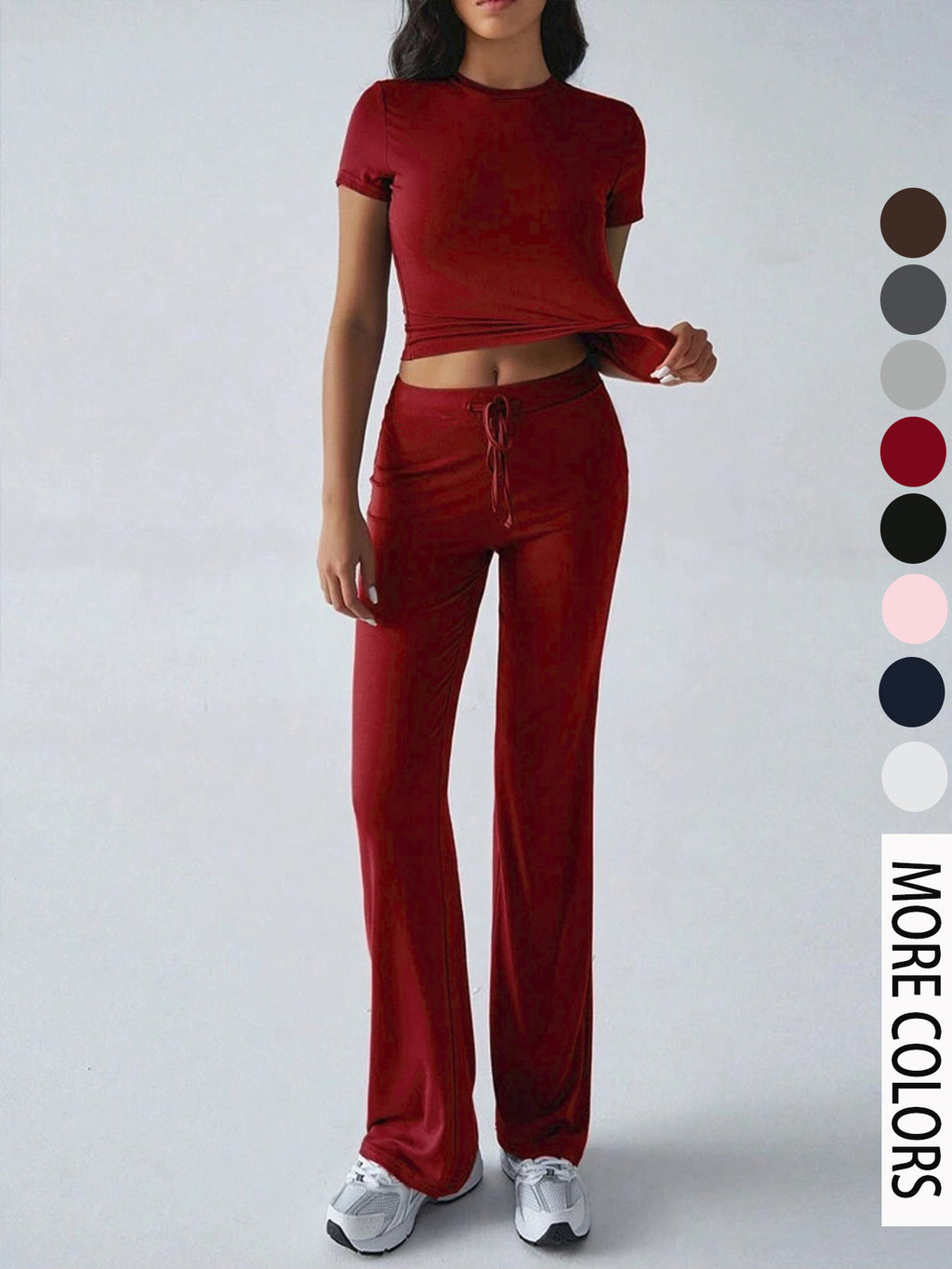 Casual Cotton Blend Two-Piece Set