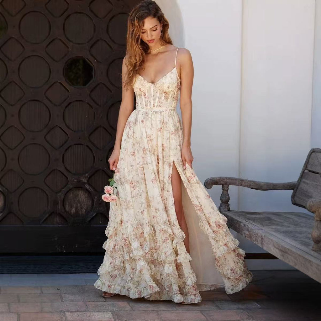 Women's Strapless Chiffon Maxi Dress