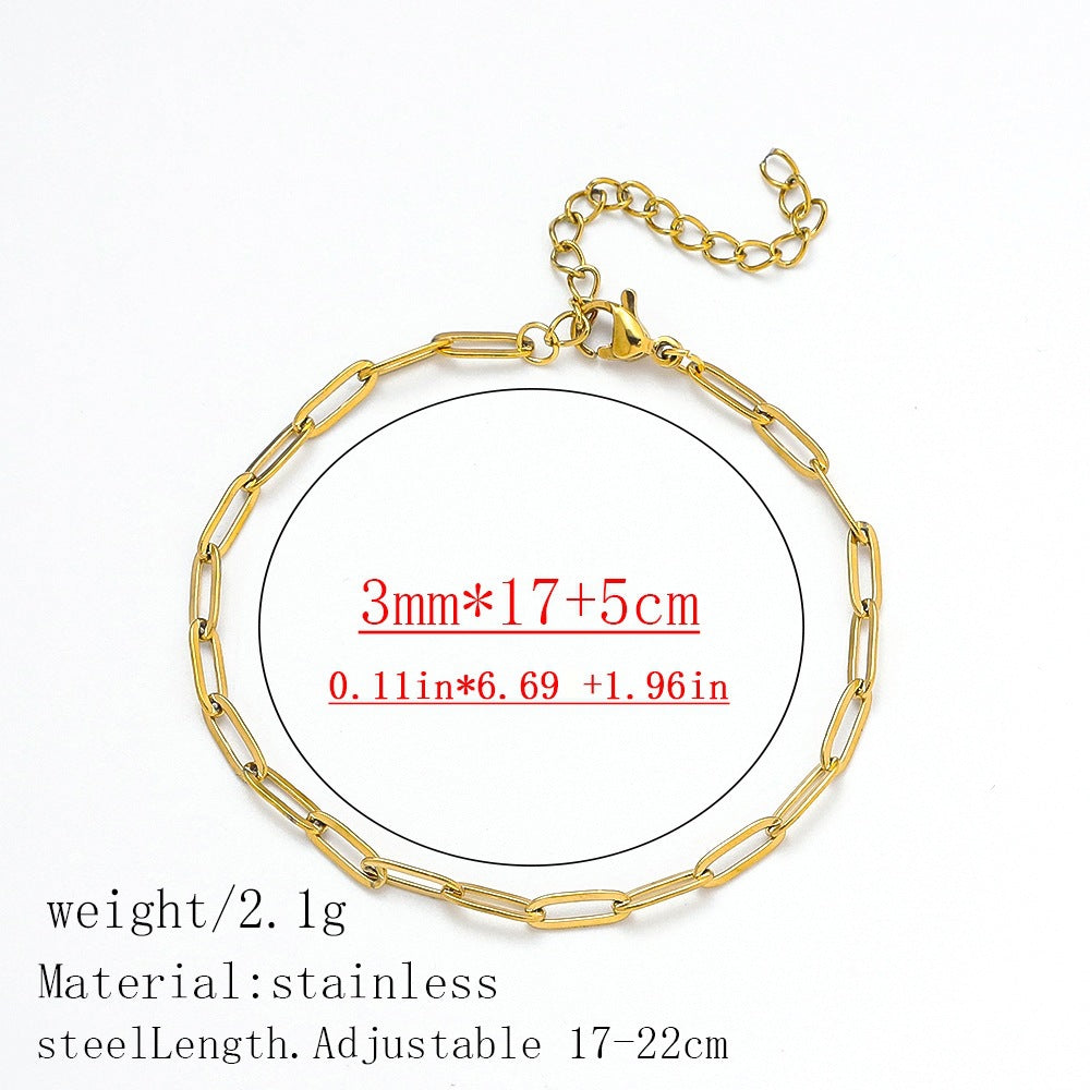 316L Titanium Steel Bracelet Waterproof Hypoallergenic Gold Plated Chain Jewelry for Men Women Unisex Fashion Accessories