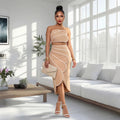 Spliced Camisole and Asymmetrical Skirt Set