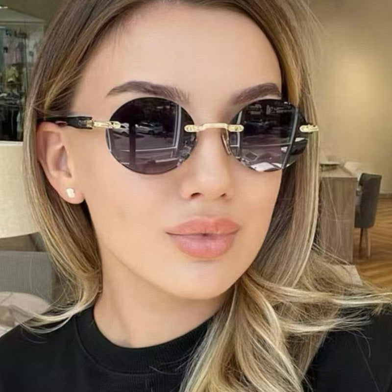 Frameless Oval Sunglasses UV400 Protection