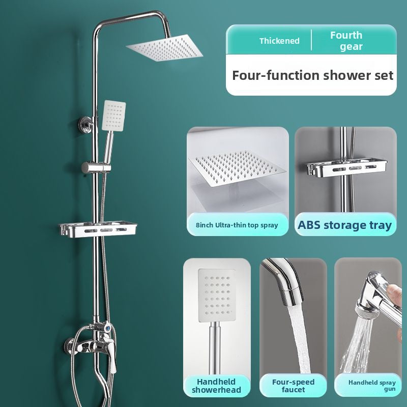 Four-Speed Chrome Shower Head Set with Multiple Spray Modes