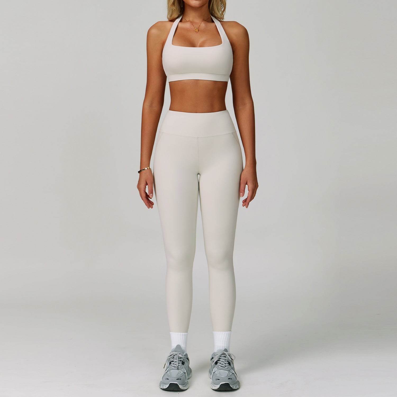 Womens Backless Yoga Fitness Set High-Intensity Sportswear