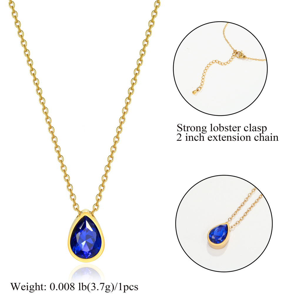 Water Drop Zircon Gold Plated Necklace with Adjustable Chain