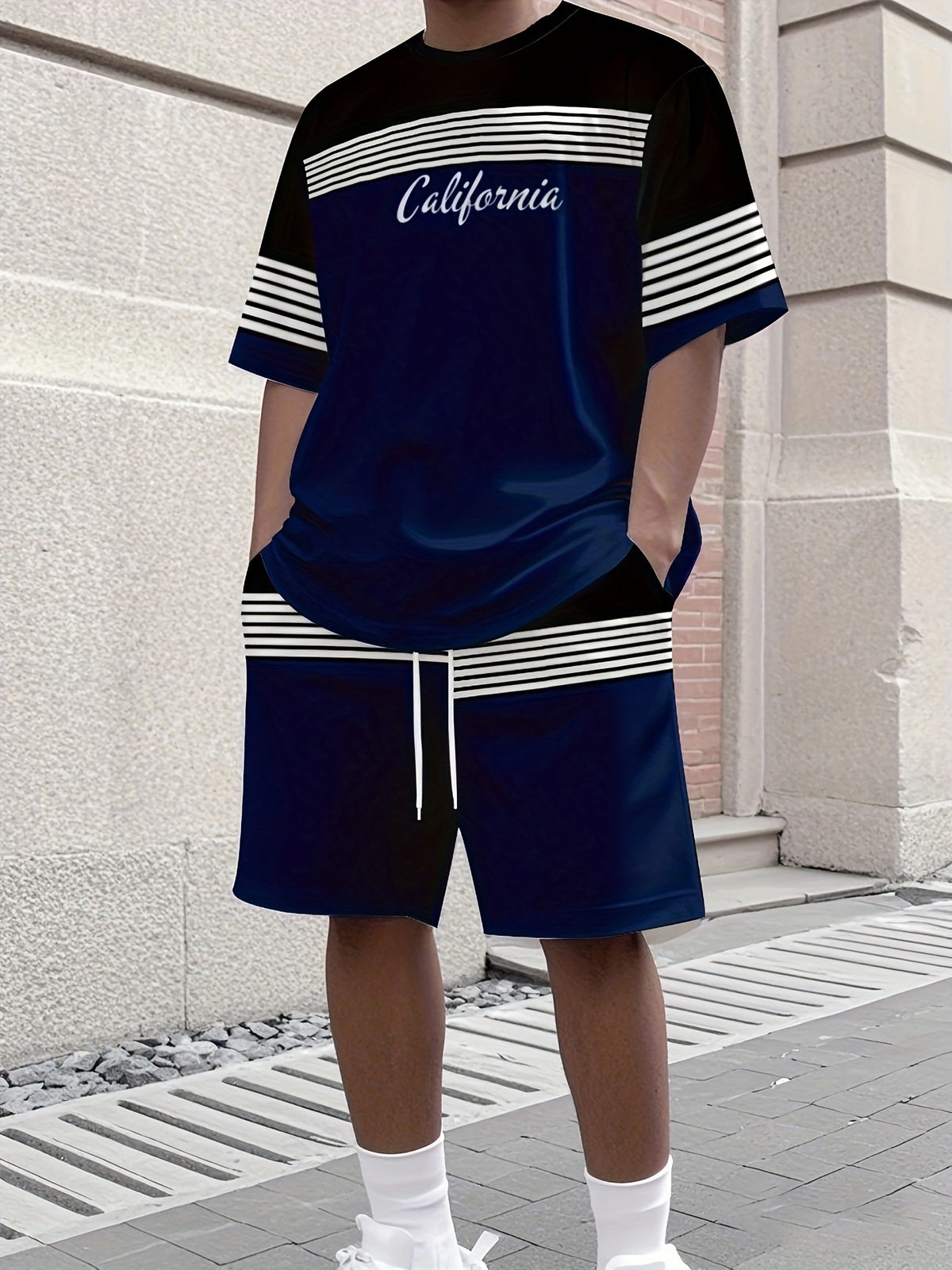 Men's Summer Jogging Suit Short Sleeve T-Shirt and Shorts Set