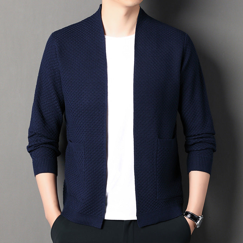 Mens Fish Scale Knitted Cardigan