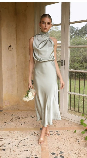 Elegant Satin Sleeveless Dress