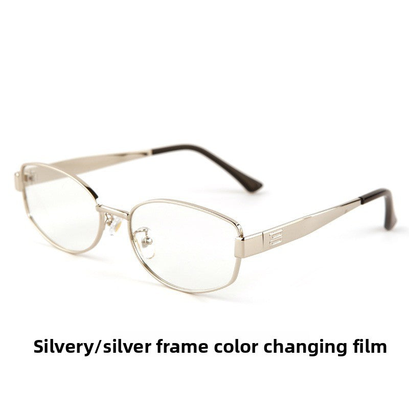 Oval Cat-Eye Metal Frame Sunglasses