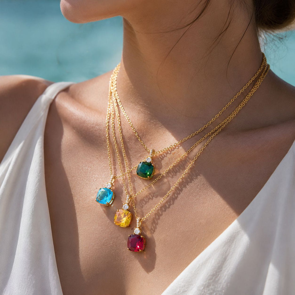 Colorful zirconium titanium steel necklace