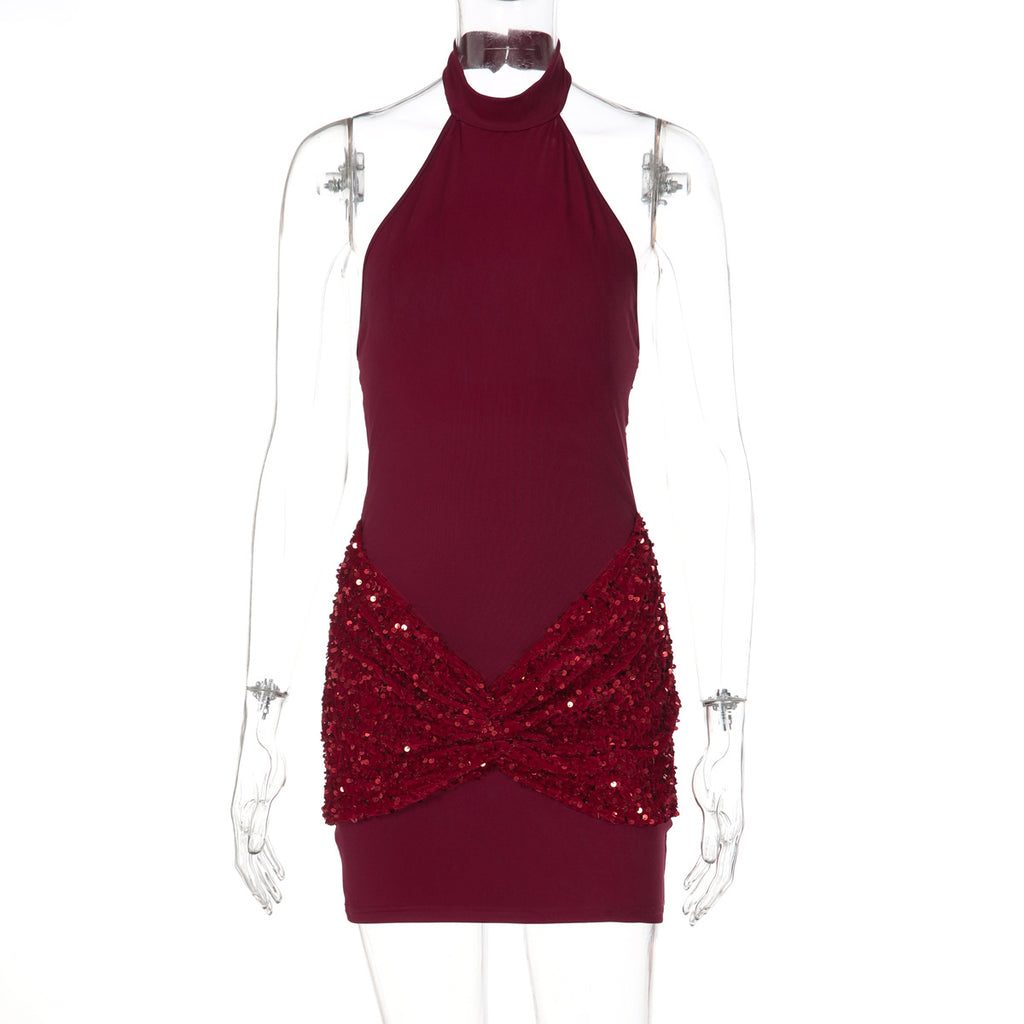 Sequin Halter Neck Bodycon Dress