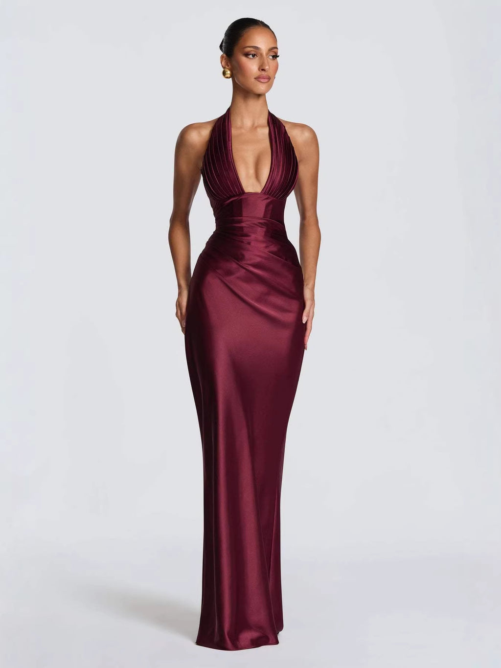 Long Neck Deep V Dress