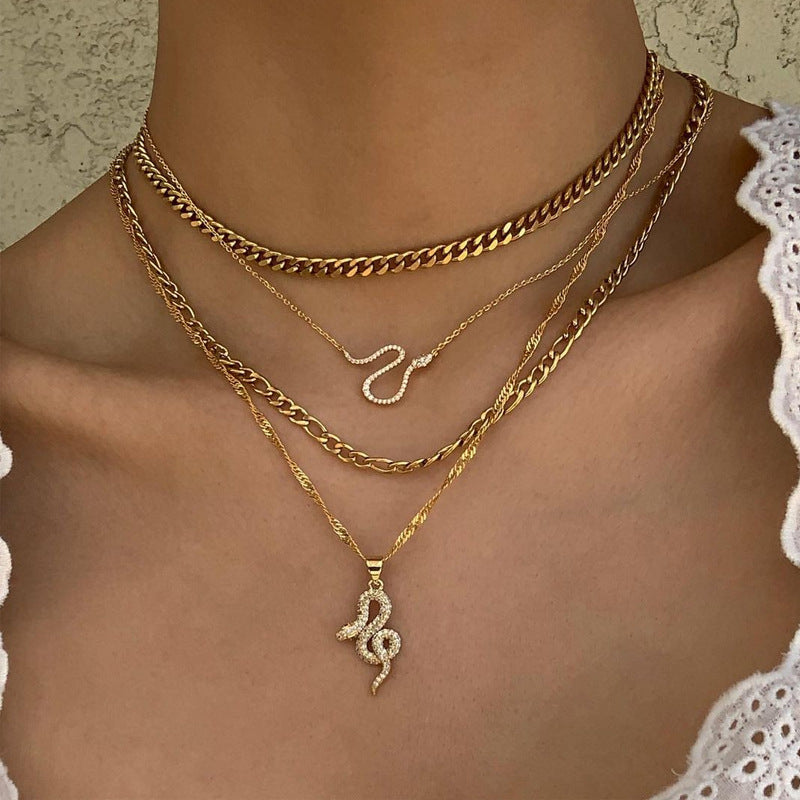Snake Shape Electroplating Pendant Necklace