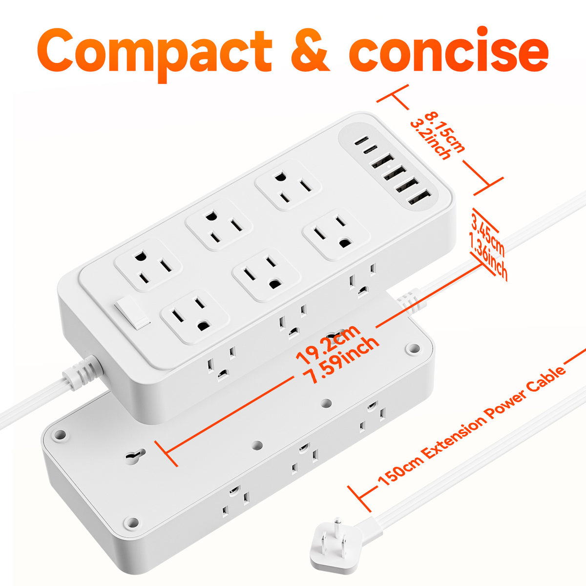 American Standard 6-USB Type-C port multi-functional extension cable