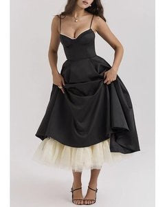 Double Layer V Neck Sleeveless Tutu Dress