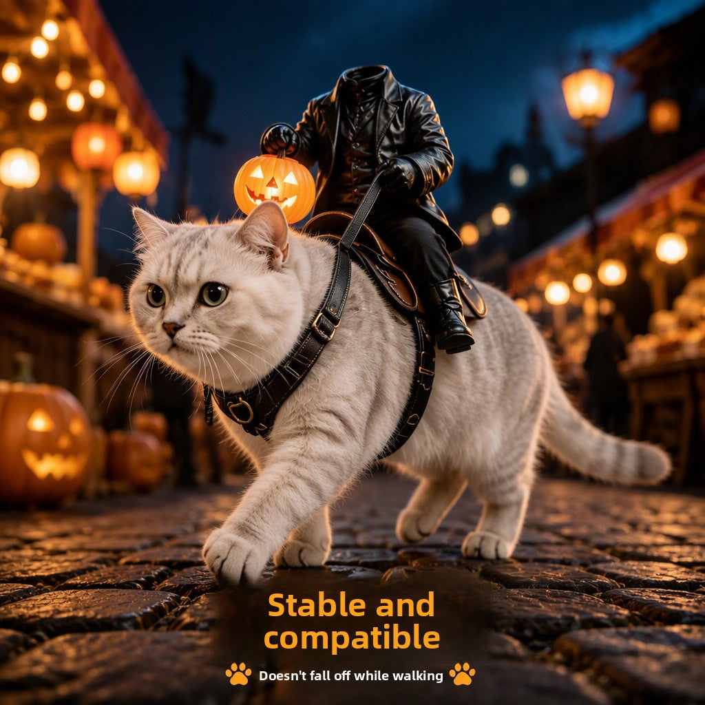 Headless Knight Riding Cat 3D Printed Pumpkin Light Decor