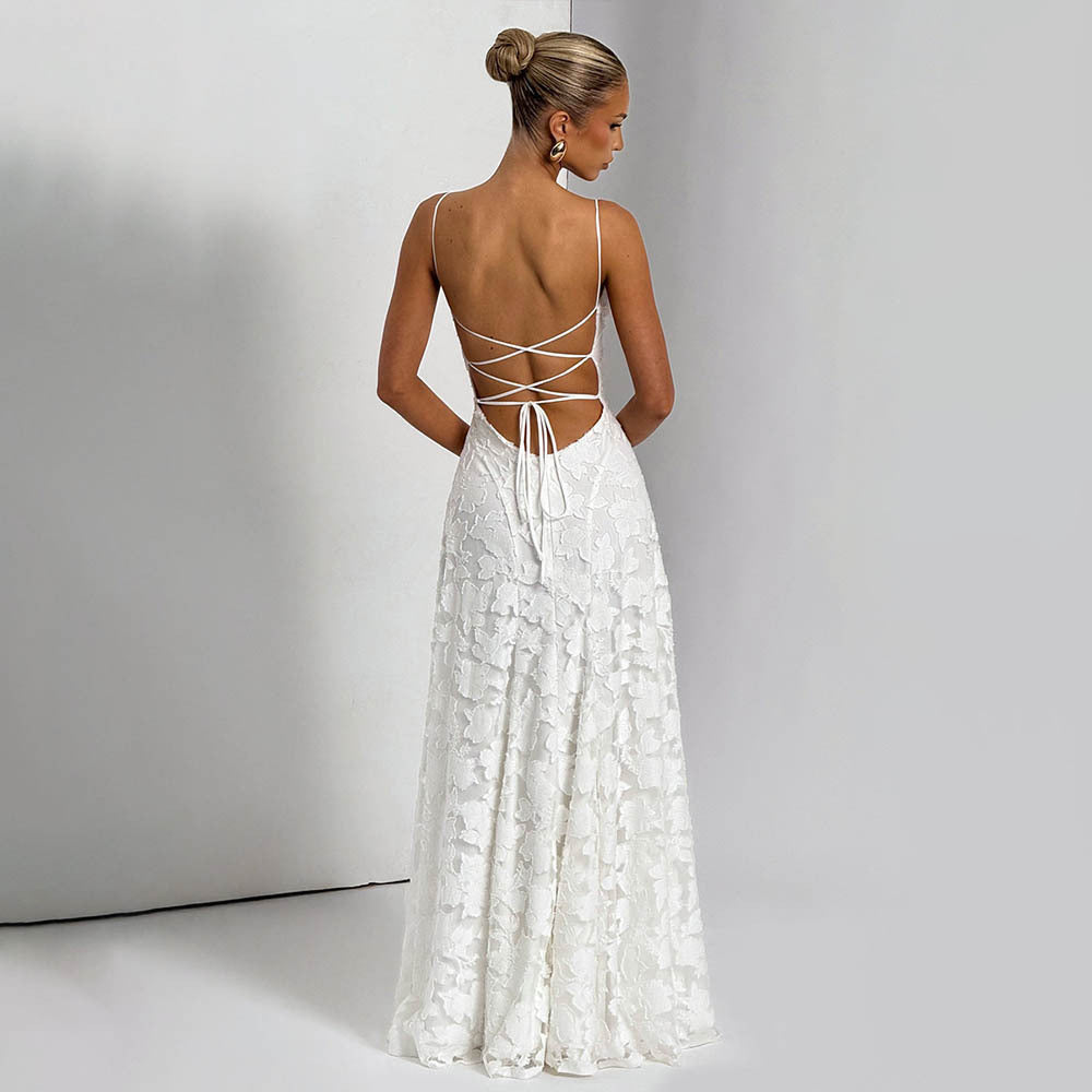 Elegant Back Tie A Line Dress