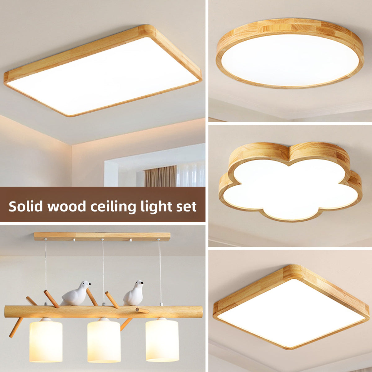 Modern Log Style LED Ceiling Lamp with Dimmable Lighting for Living Room and Bedroom