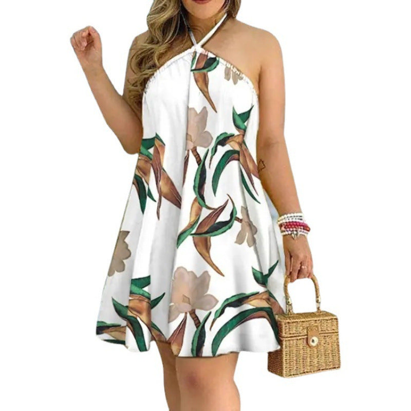 Floral Print Halter Neck Summer Dress