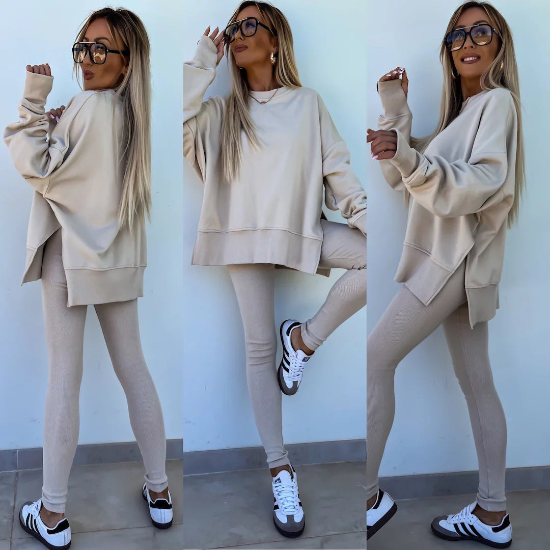 Long Sleeve Sweatshirt and Tight Trousers Set