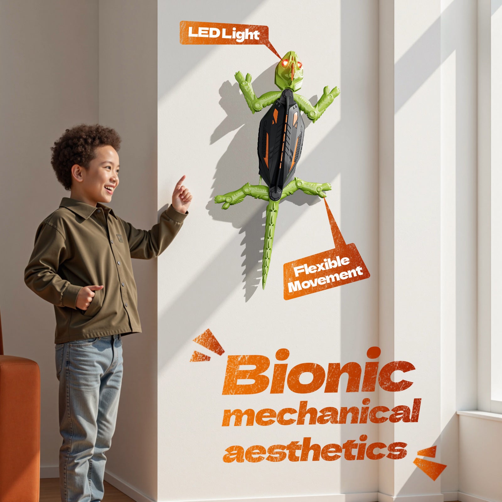 Electric Remote Control Wall Climbing Lizard Gecko Toy for Kids