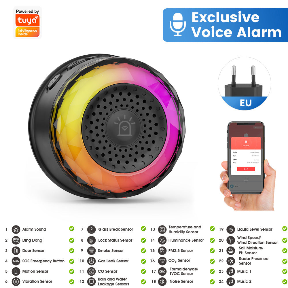 Tuya Smart WiFi Sound and Light Alarm Sensor with App Voice Control for Home Security