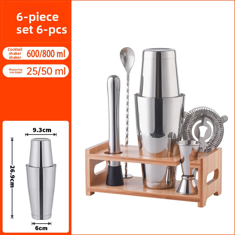 Professional Bartender Kit with Bamboo Rack Cocktail Shaker Set