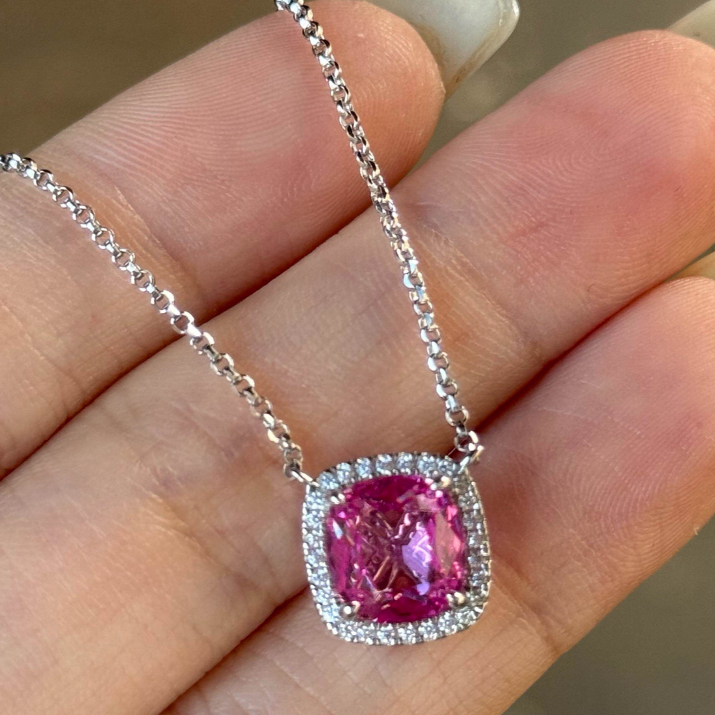 Cultivated Pink Sapphire Necklace with Gold Plating