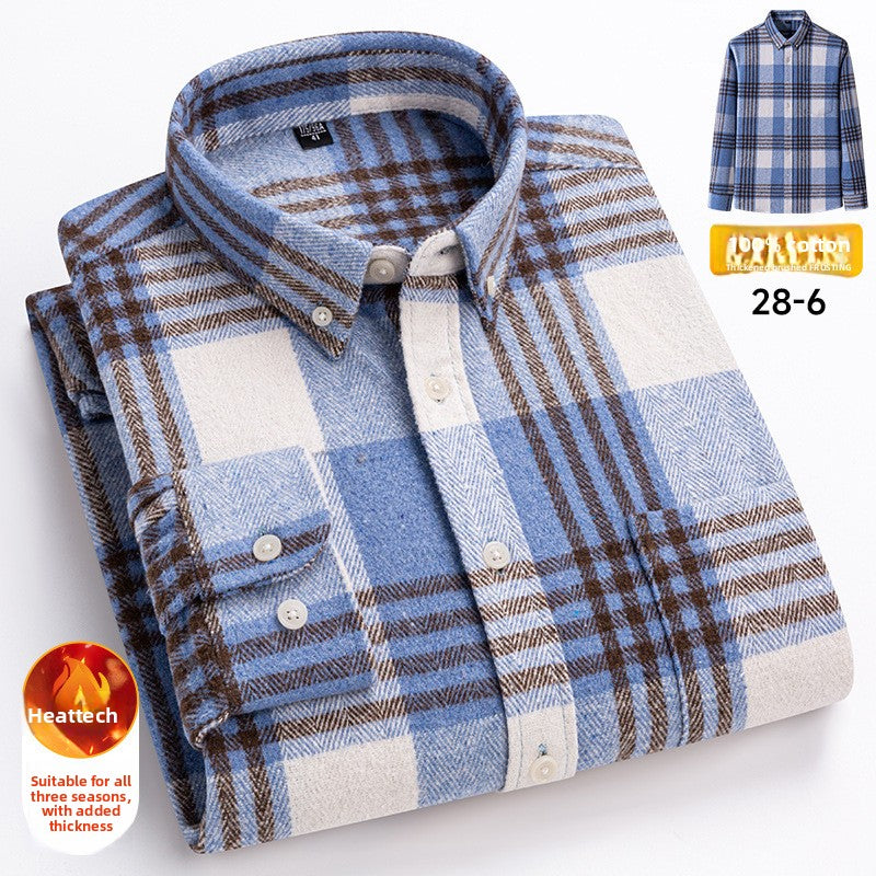 Mens Brushed Plaid Long Sleeve Shirt