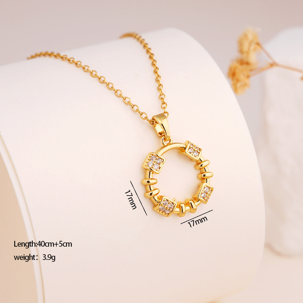 Titanium Steel Heart Pendant Necklace with Micro-Embedded Design