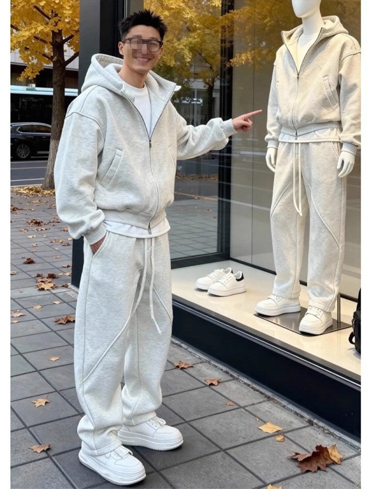 Mens Casual Hooded Sweatshirt and Pants Set