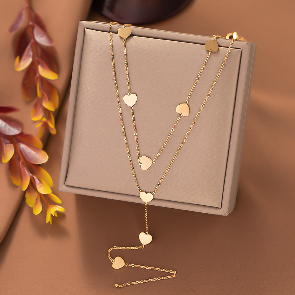 Titanium Steel Heart-Shaped Necklace for Women Fashion Heart Pendant Necklace
