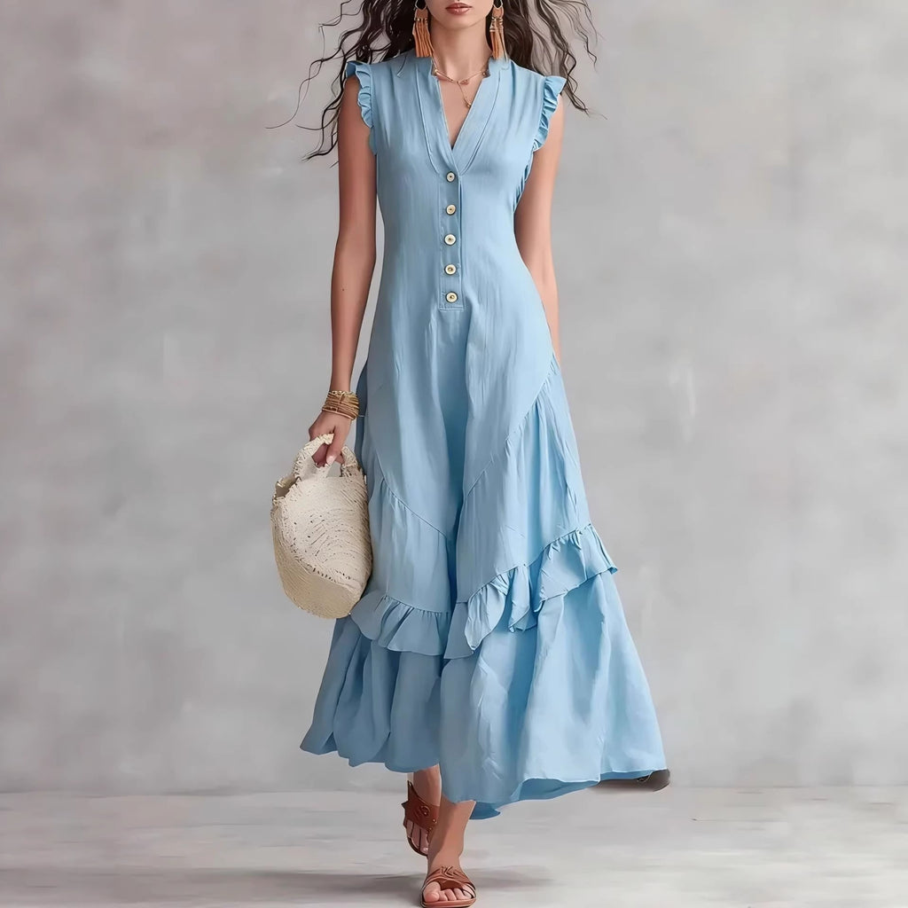 Womens Sleeveless A-Line Midi Dress