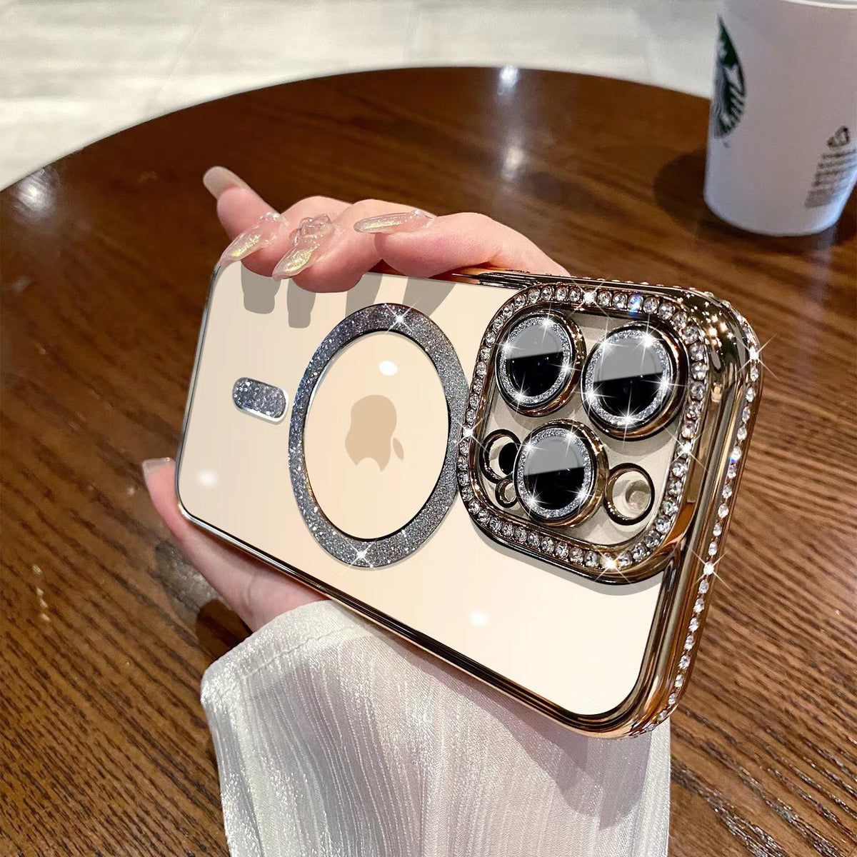 Magnetic Rhinestone Transparent Phone Case