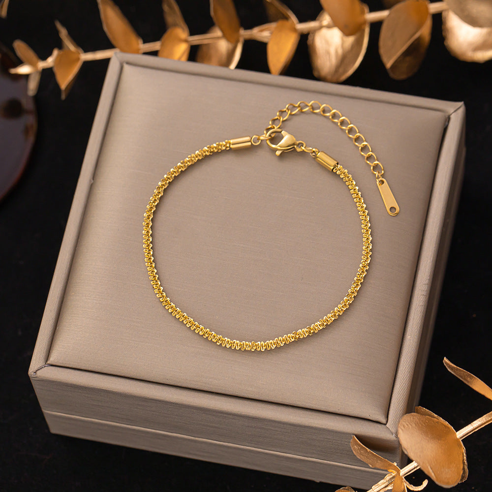 Women's Titanium Steel Inlaid Charm Bracelet Versatile Fashion Jewelry